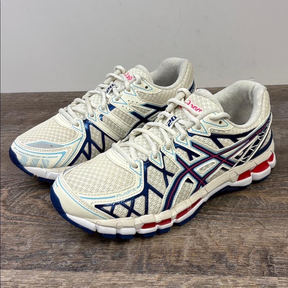 ASICS GEL-Kayano Running Shoes | White Navy Red | 7.5
